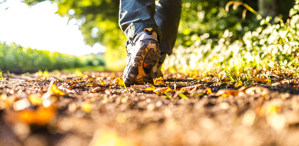 Man walking on park path